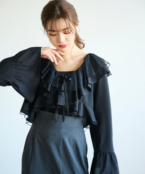 tulle ruffle blouse