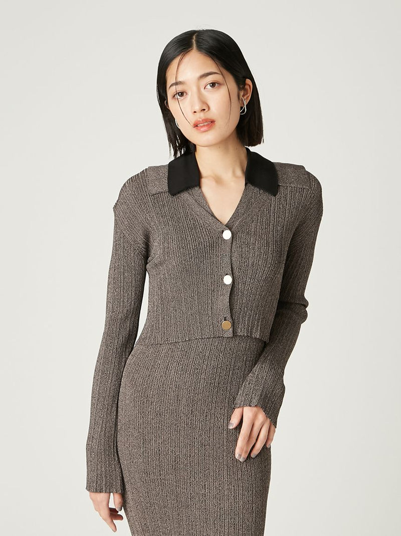 polo collar ensemble ribbed knit dress