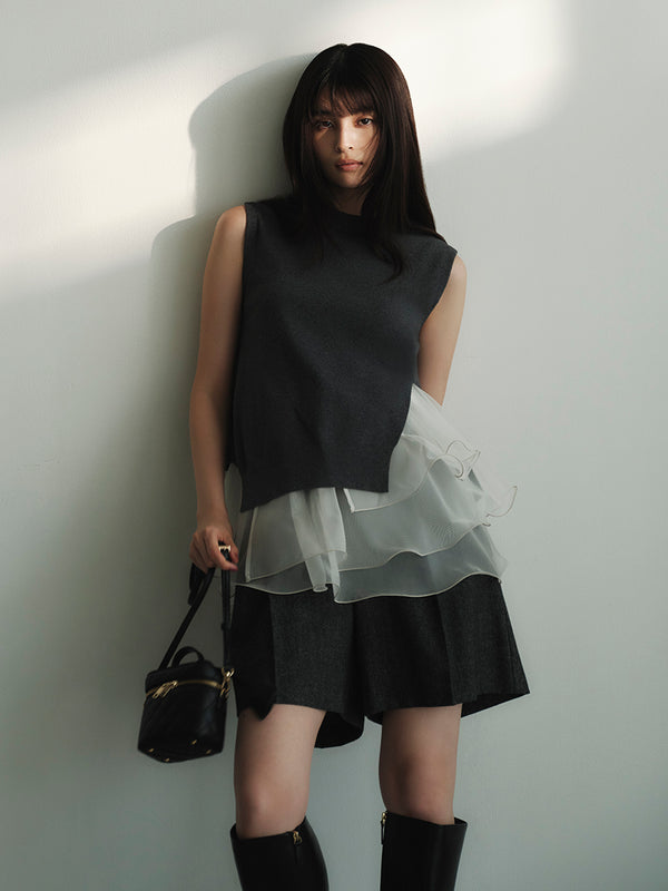 ruffle frill layered knit