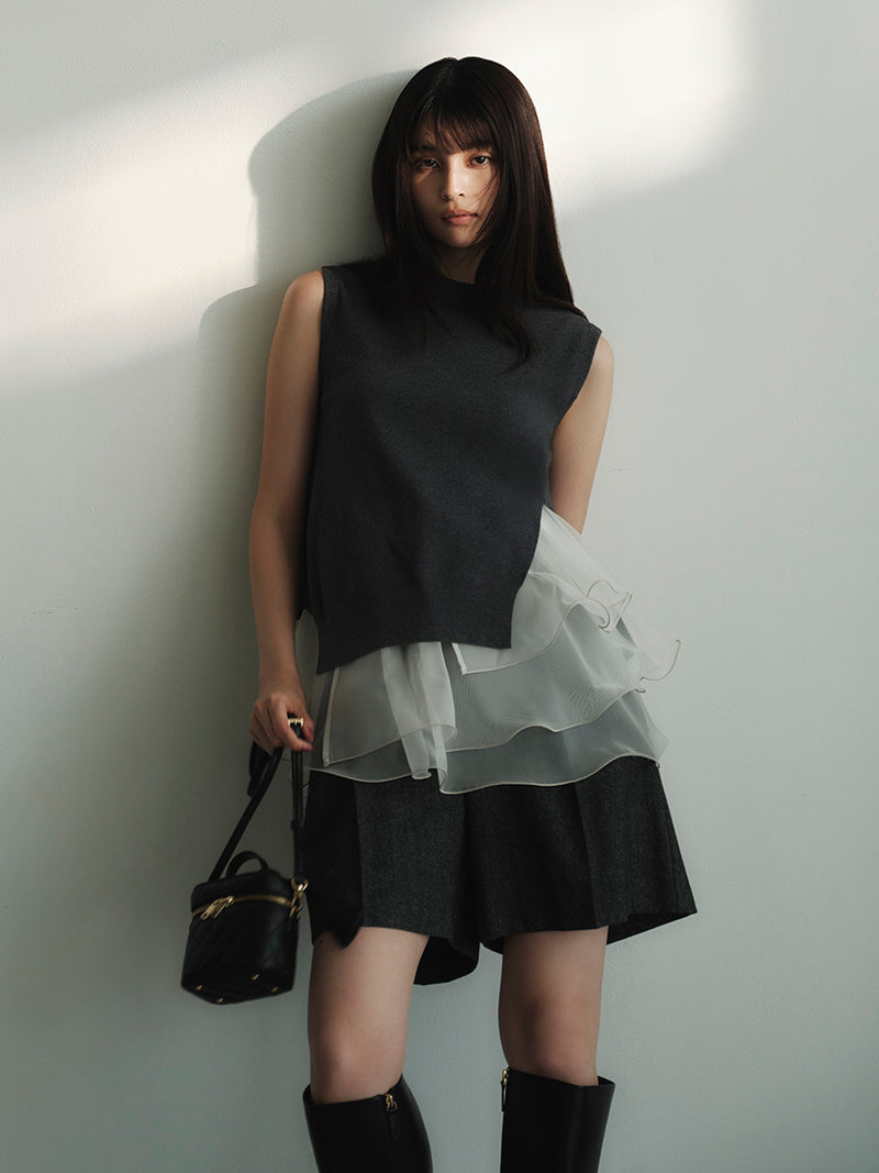 ruffle frill layered knit