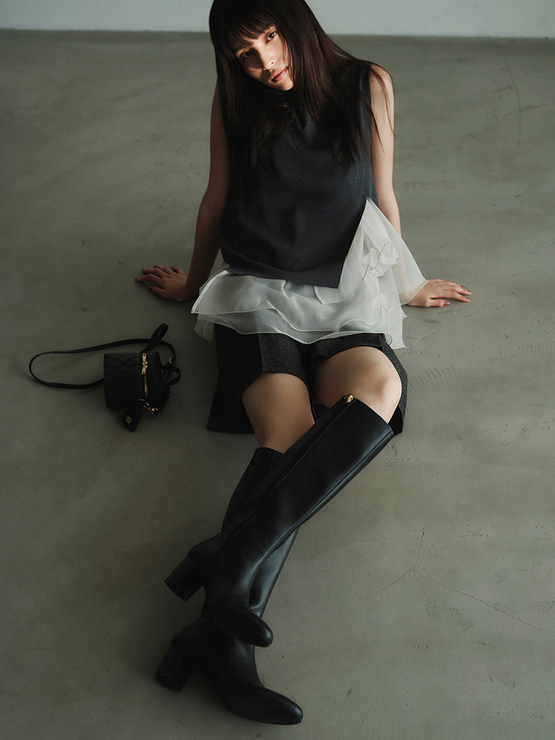 ruffle frill layered knit