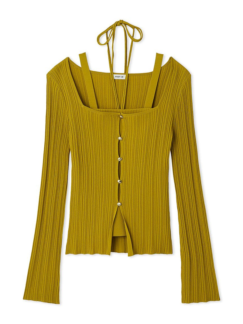 pibbed cardigan & camisole ensemble