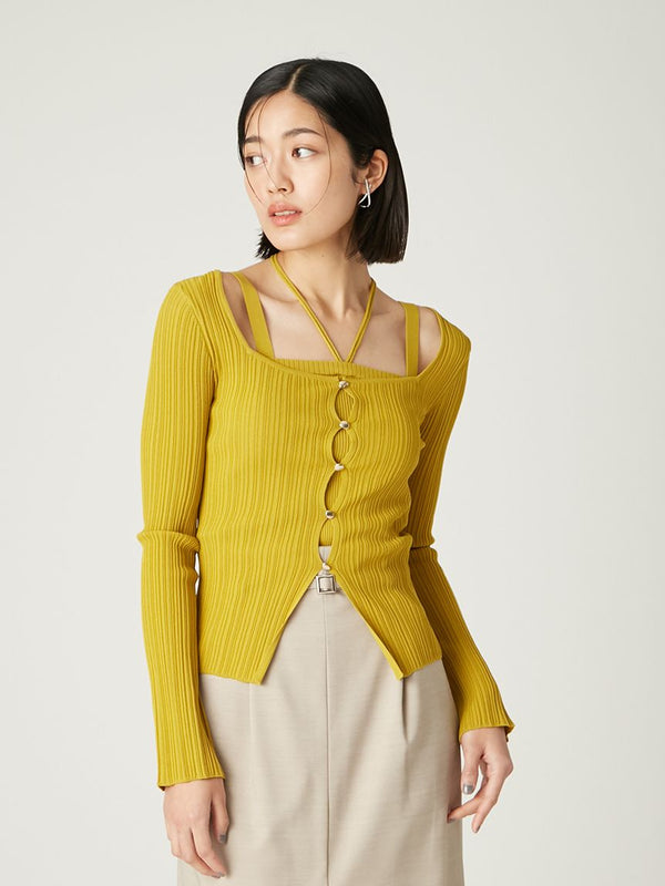 pibbed cardigan & camisole ensemble