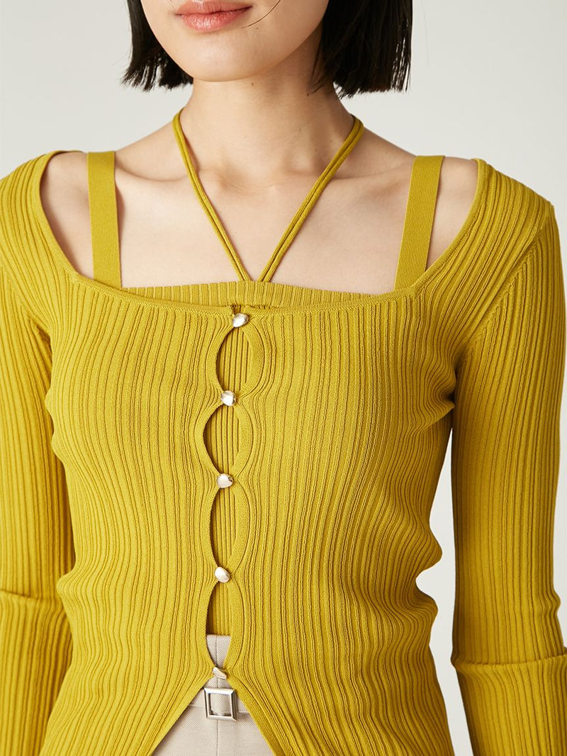 pibbed cardigan & camisole ensemble