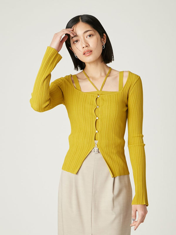 pibbed cardigan & camisole ensemble
