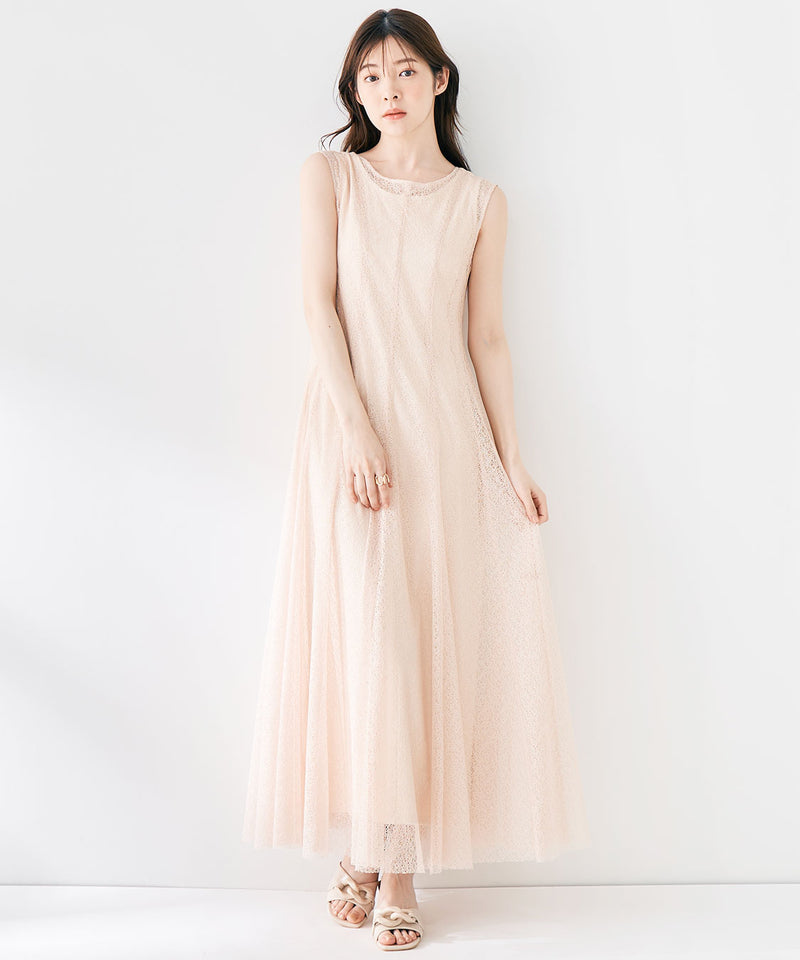 layered sleeveless lace dress
