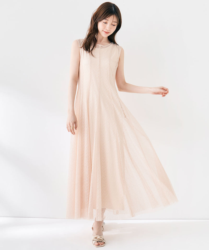 layered sleeveless lace dress