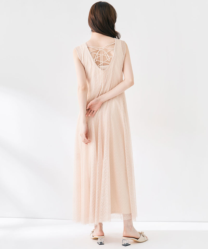 layered sleeveless lace dress