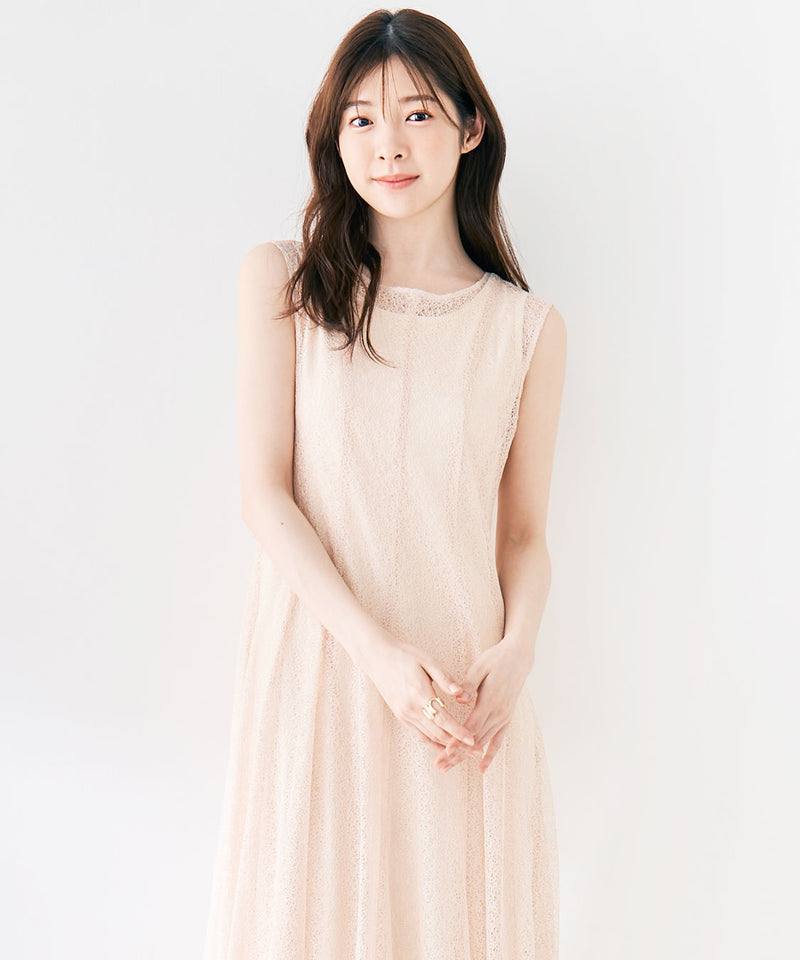 layered sleeveless lace dress