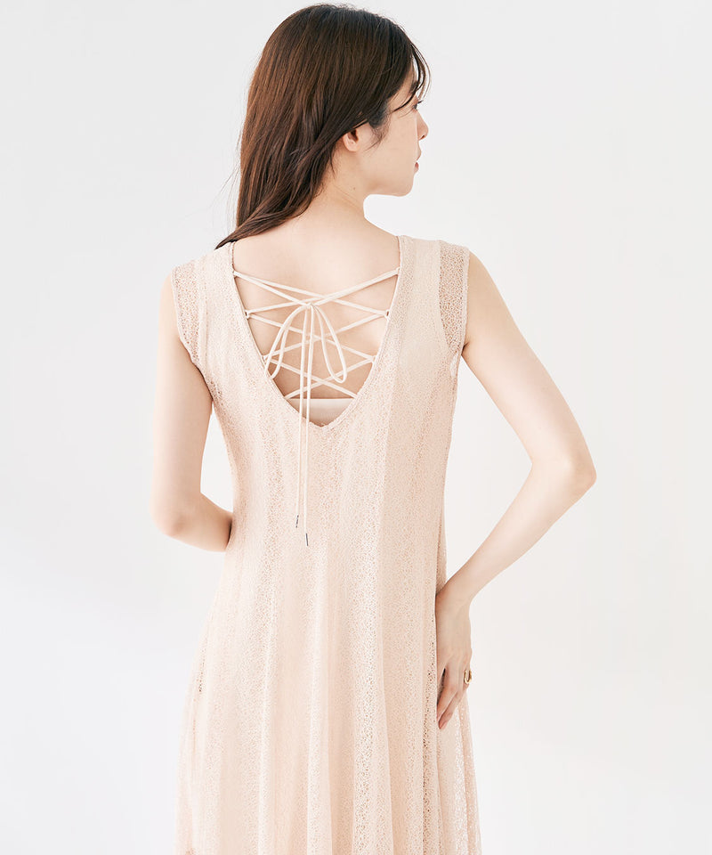 layered sleeveless lace dress