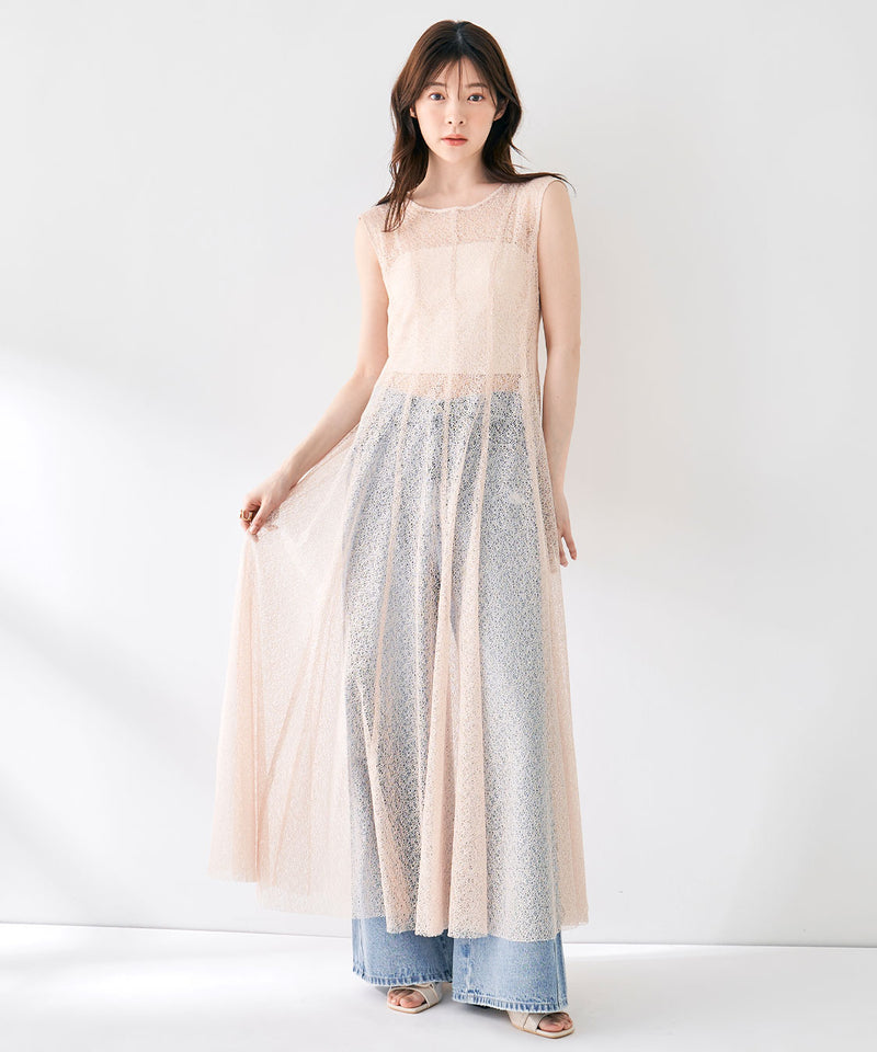layered sleeveless lace dress