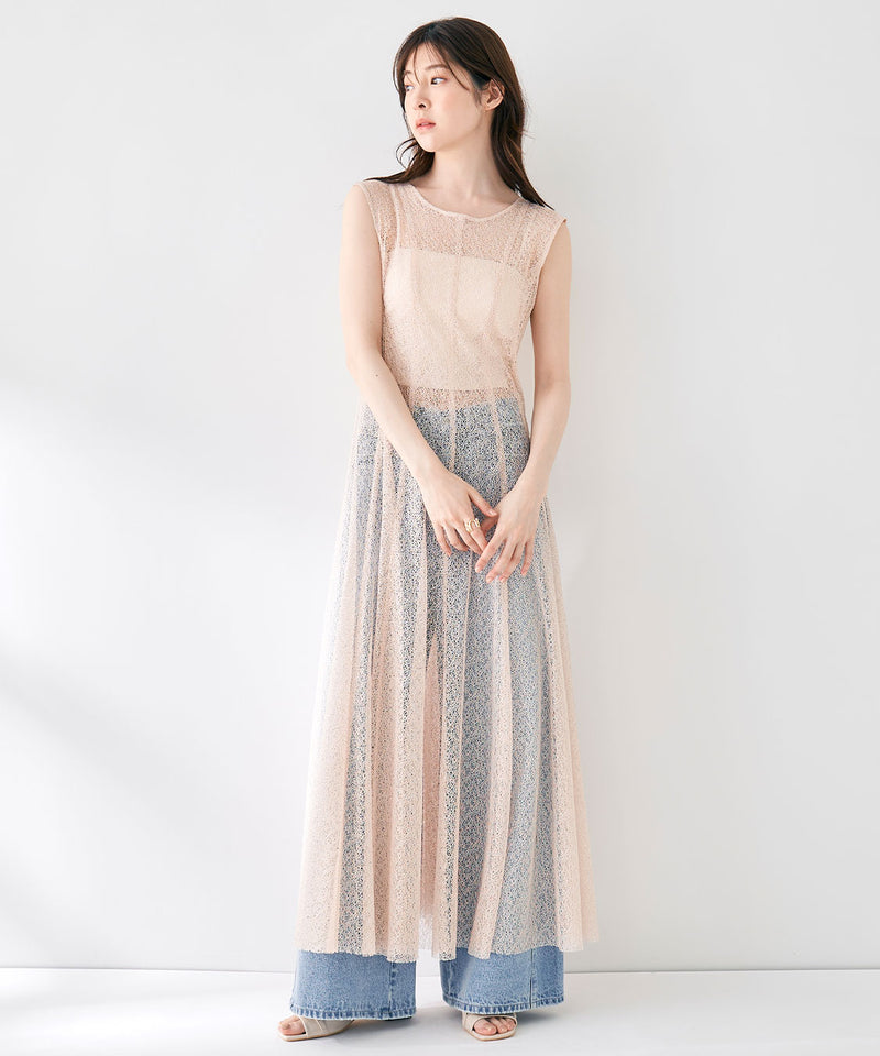 layered sleeveless lace dress