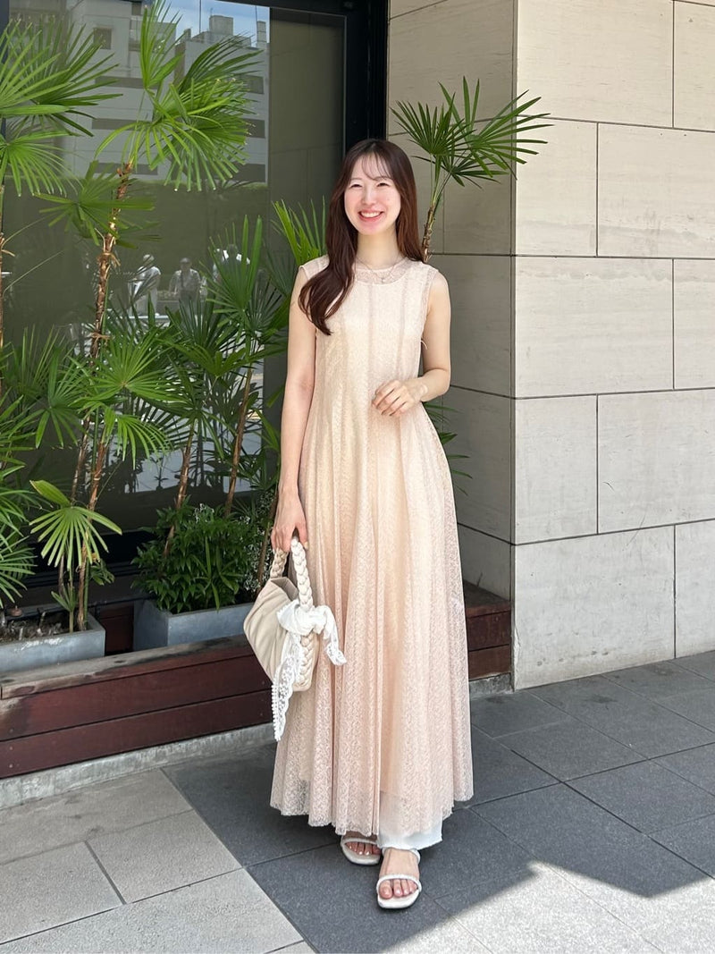 layered sleeveless lace dress