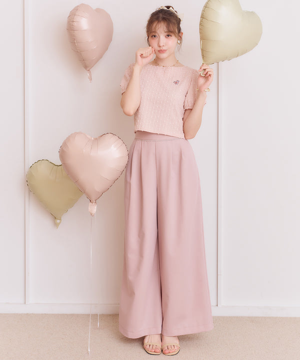 wide-leg pants with lace trim
