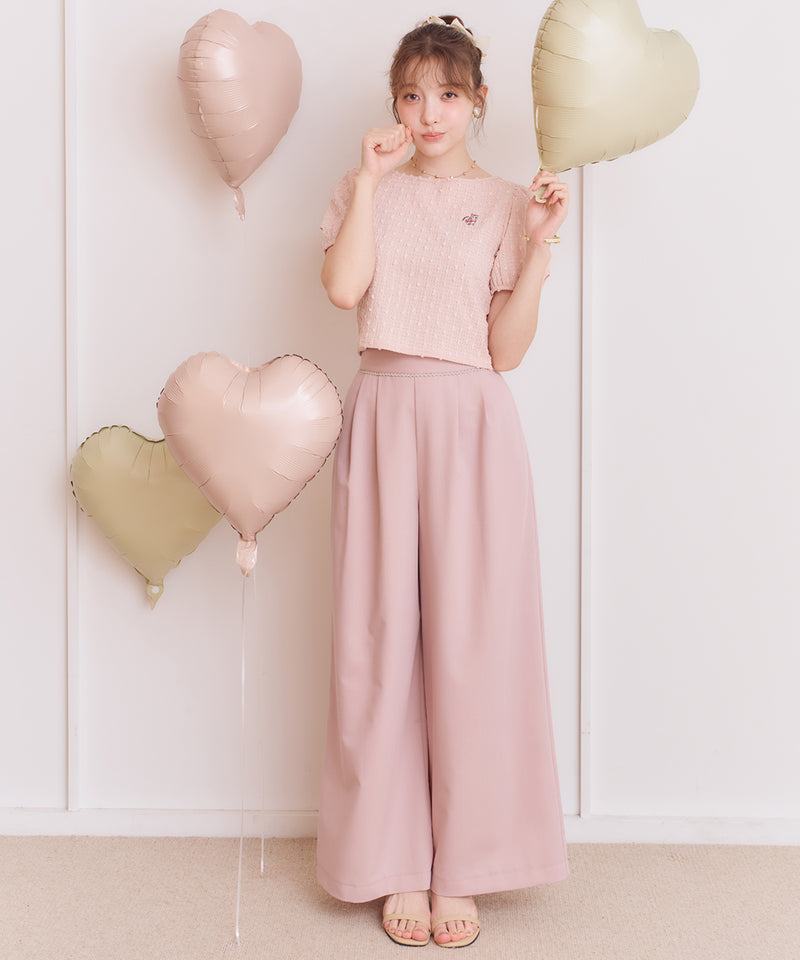 wide-leg pants with lace trim