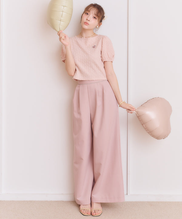 wide-leg pants with lace trim