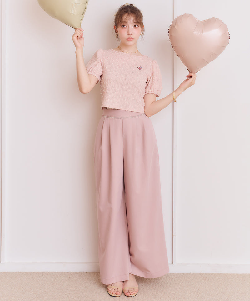 wide-leg pants with lace trim