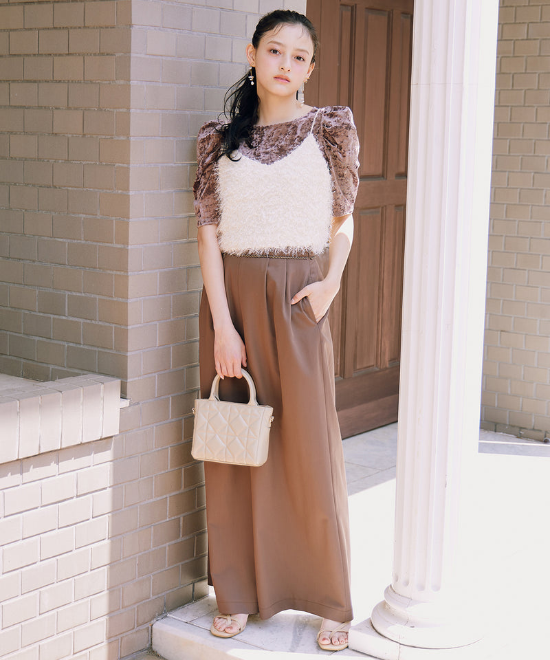 wide-leg pants with lace trim