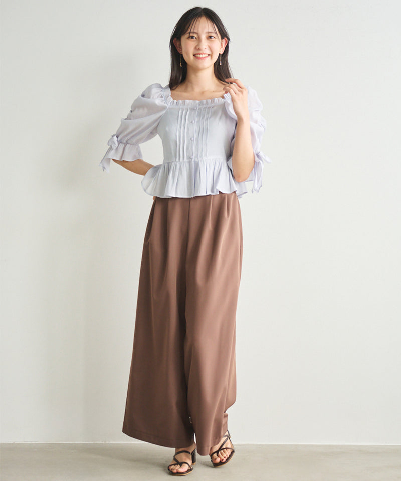 wide-leg pants with lace trim