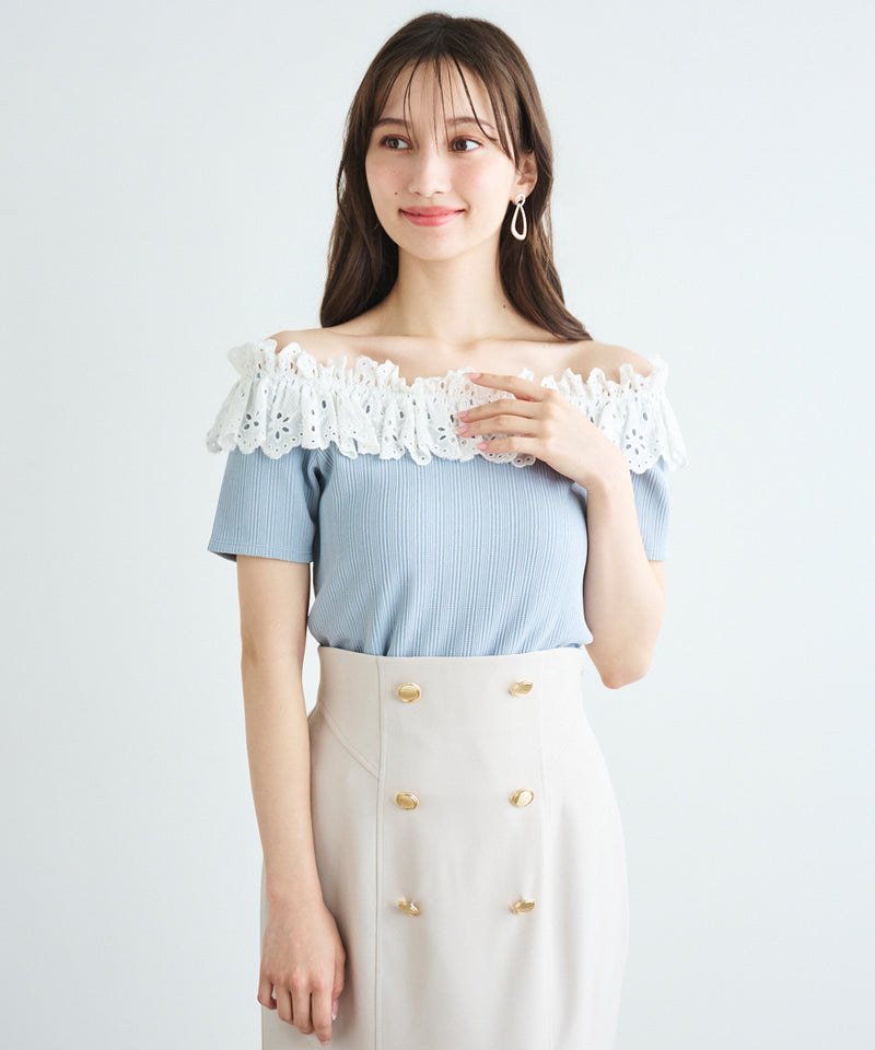 cotton lace off-the-shoulder top