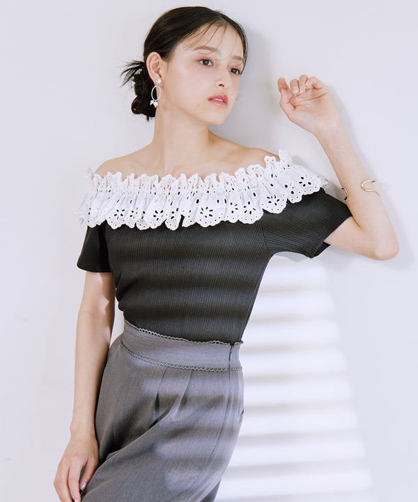 cotton lace off-the-shoulder top