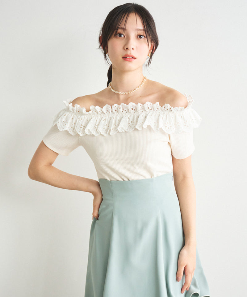cotton lace off-the-shoulder top