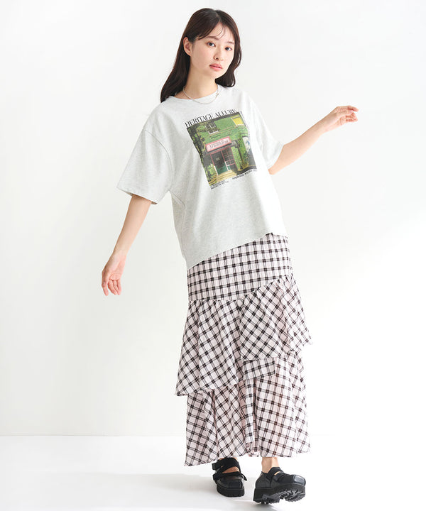 check asymmetrical skirt