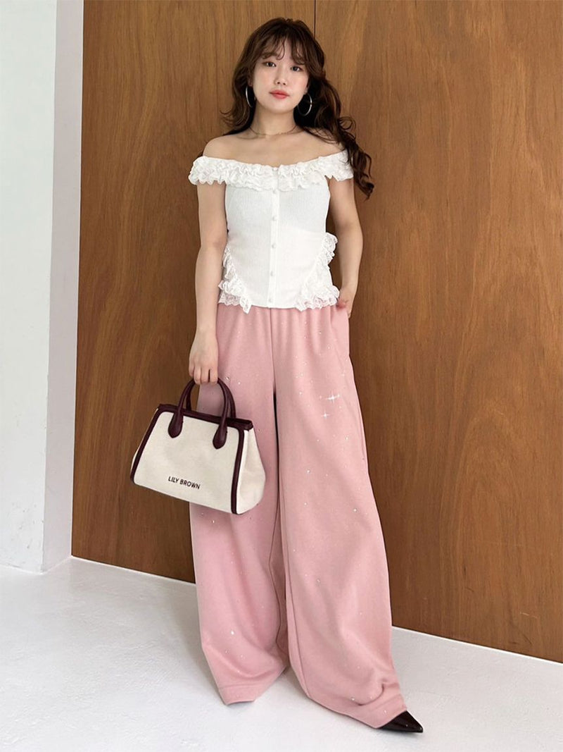 beaded wide sweatpants
