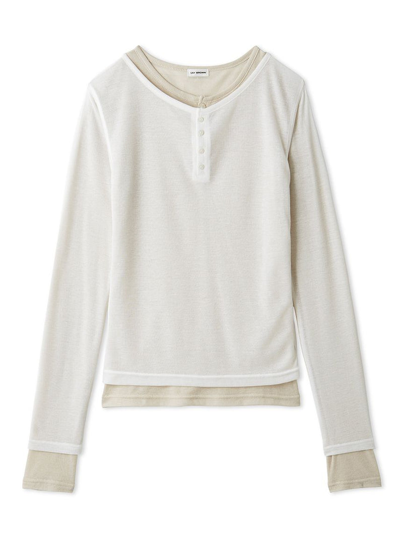 wool-blend Henley layered top
