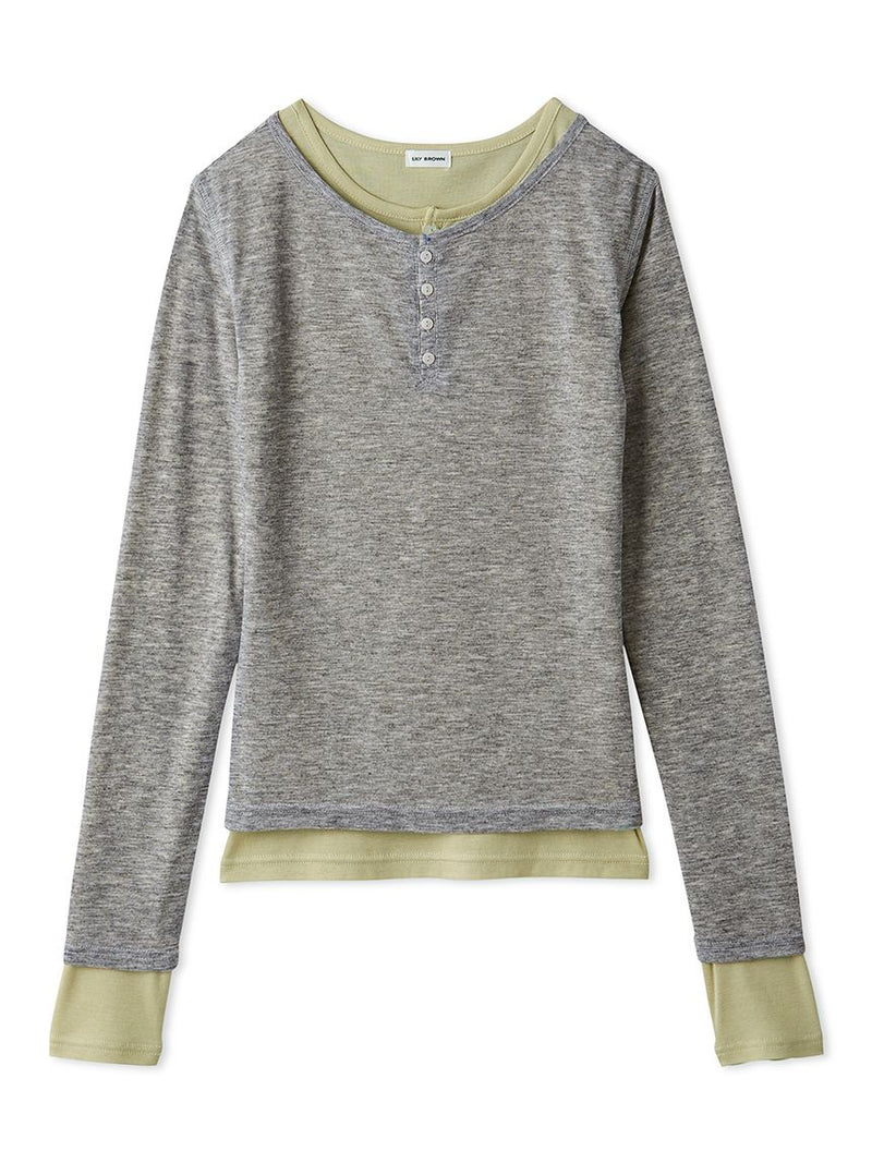 wool-blend Henley layered top