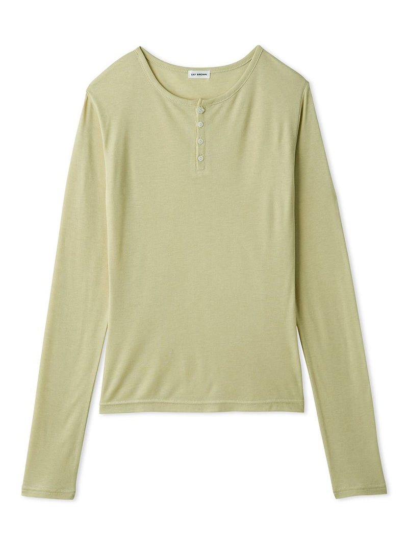 wool-blend Henley layered top