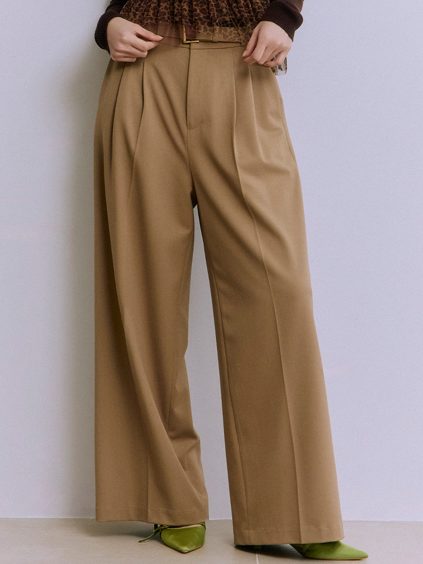 belted tuck wide pants – ULAUNA online
