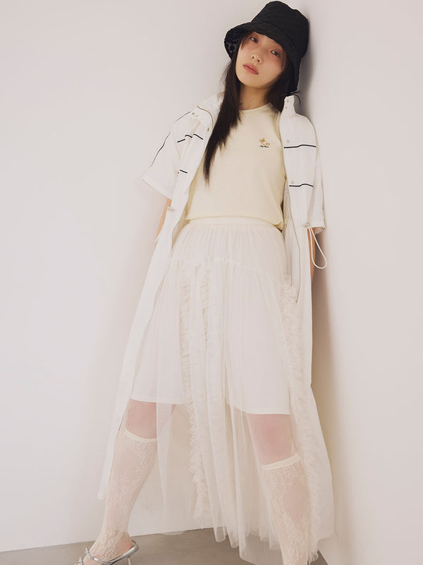 ruffle volume tulle skirt
