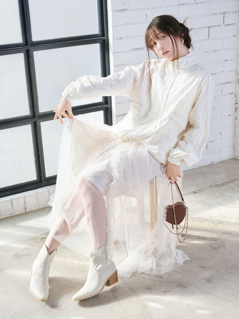 ruffle volume tulle skirt