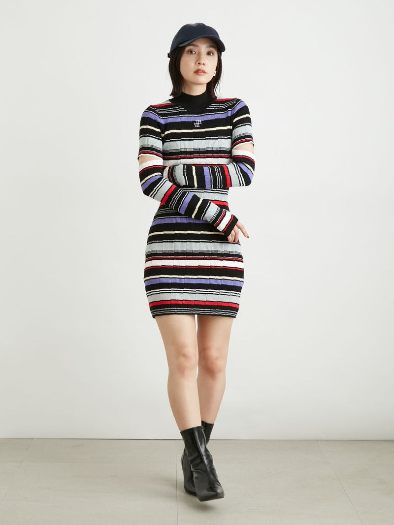 arm slit knit mini dress