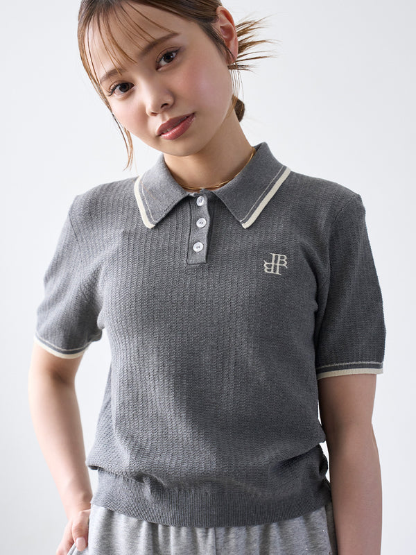 one-point knit polo shirt