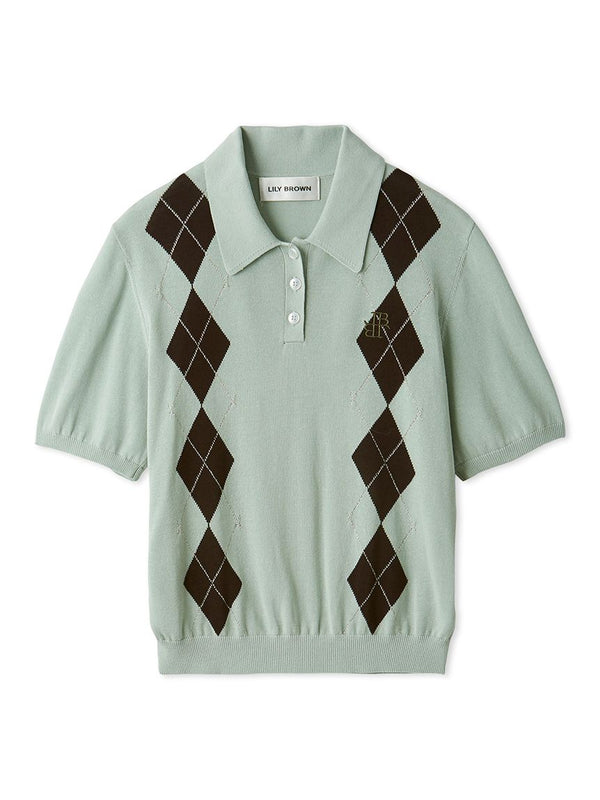 one-point knit polo shirt