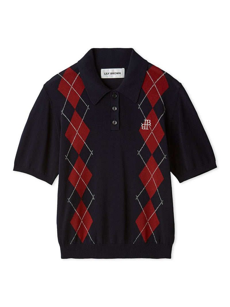 one-point knit polo shirt