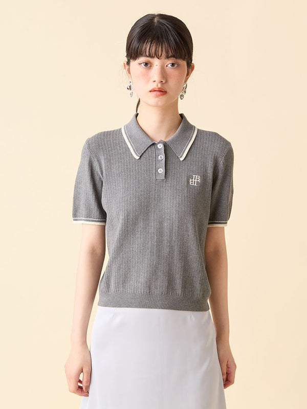 one-point knit polo shirt