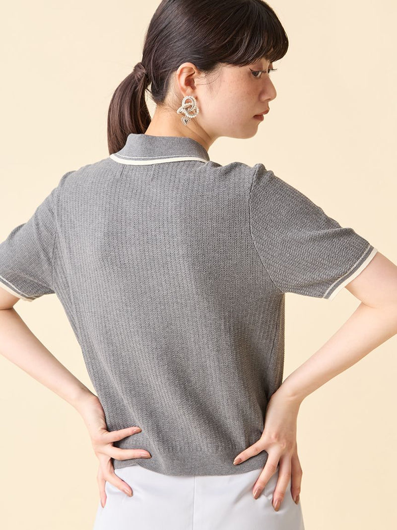 one-point knit polo shirt