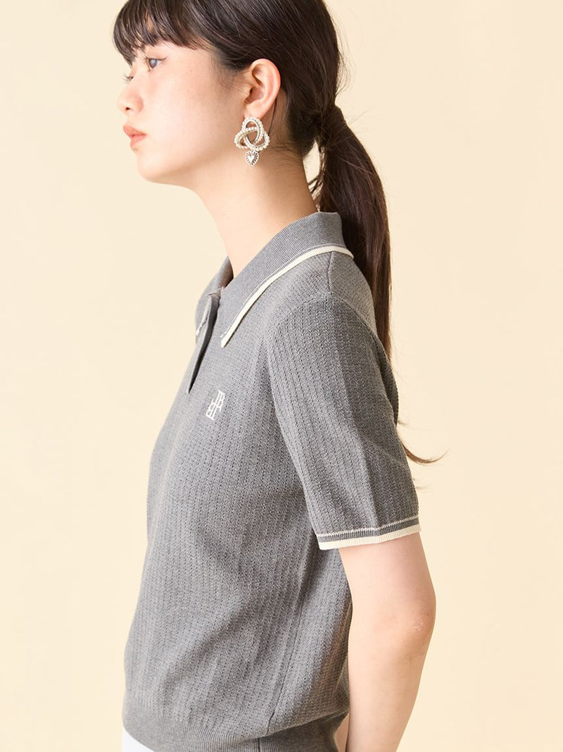 one-point knit polo shirt