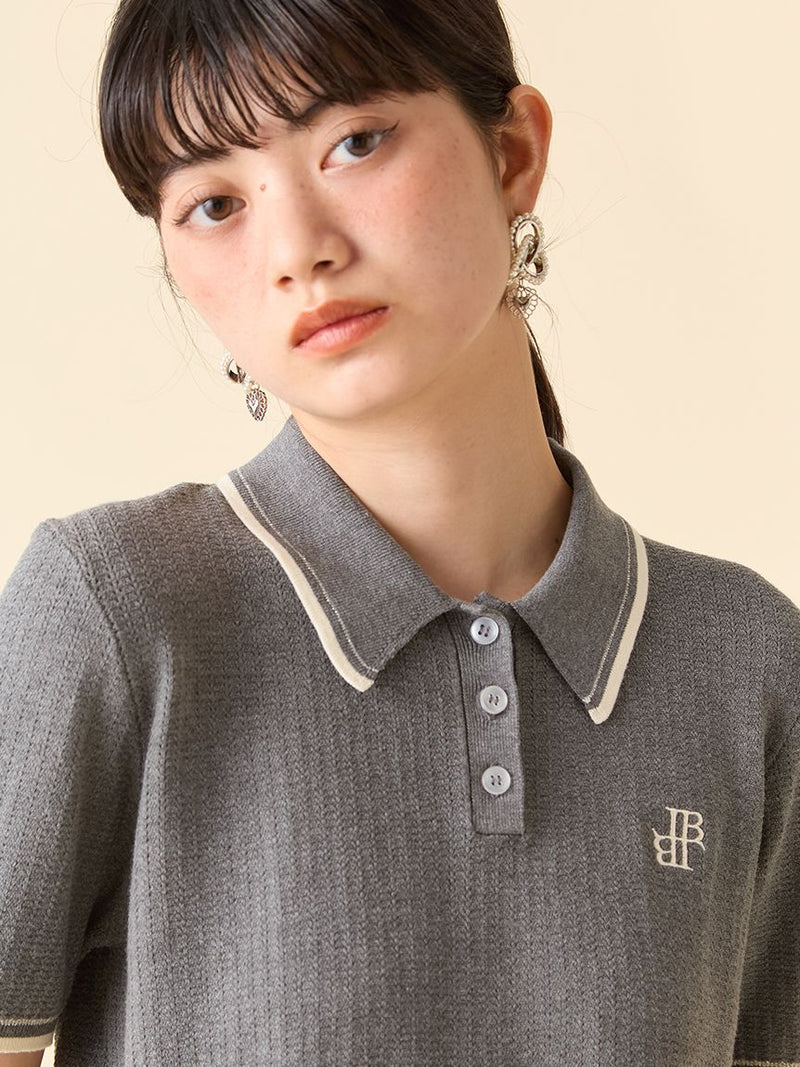 one-point knit polo shirt