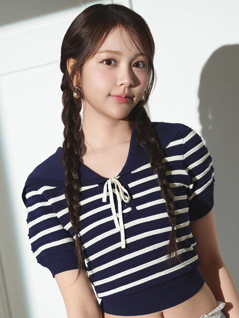 sailor collar knit top – ULAUNA online