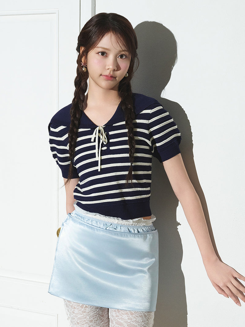 sailor collar knit top – ULAUNA online