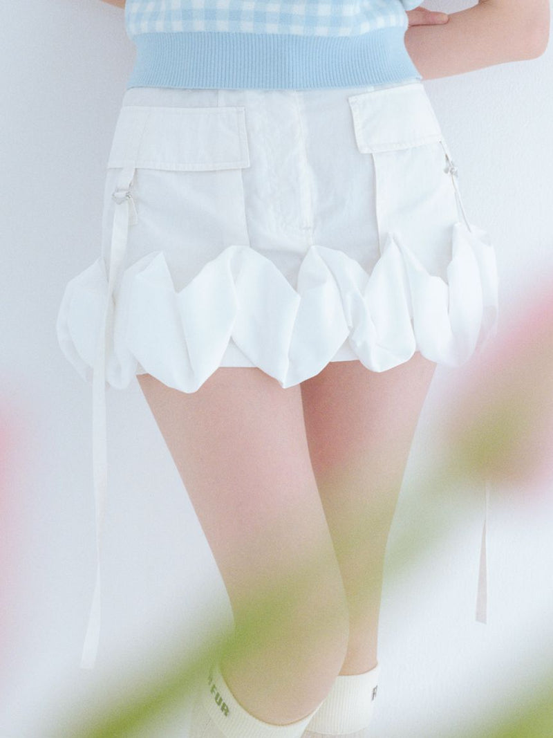 frilled cargo mini skirt