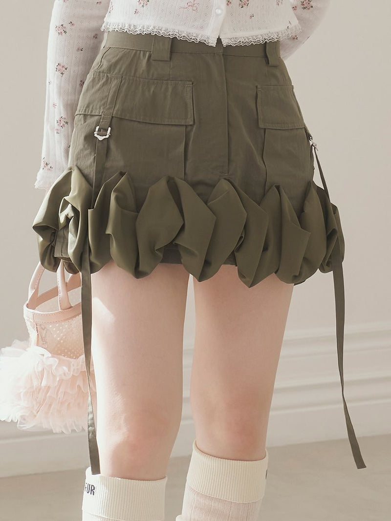 frilled cargo mini skirt