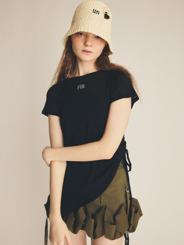 frilled cargo mini skirt