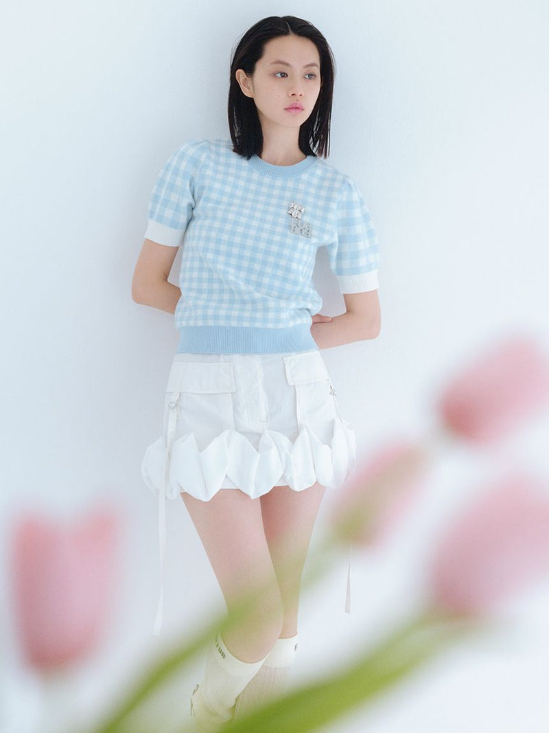 frilled cargo mini skirt