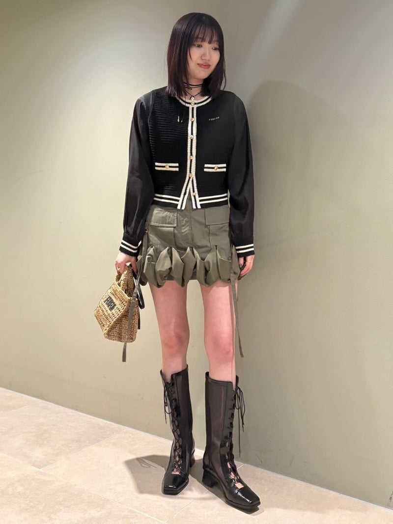 frilled cargo mini skirt