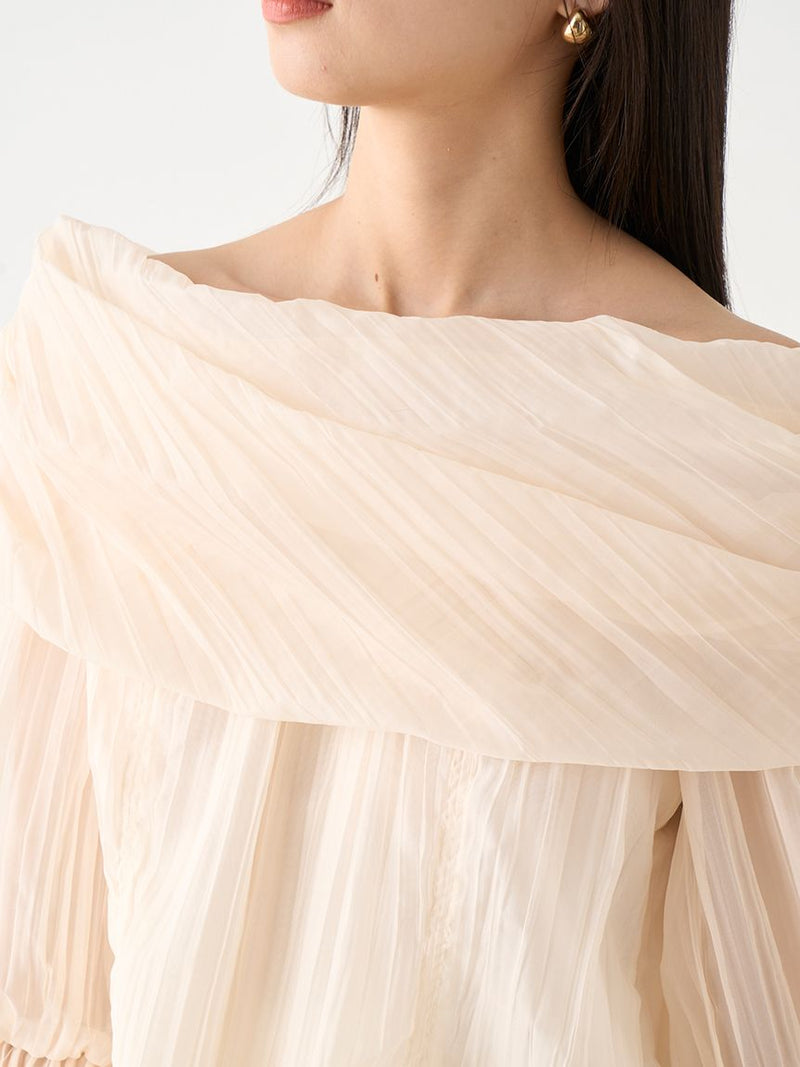 off shoulder washer sheer blouse